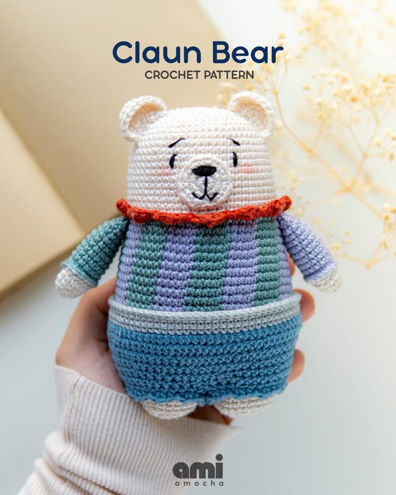 Crochet Bear Pattern - Beginner Amigurumi Clown Plushie