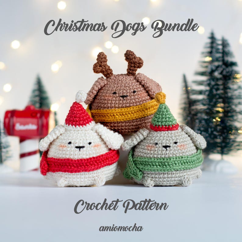 Christmas Dogs - Santa, Reindeer, Elf Amigurumi