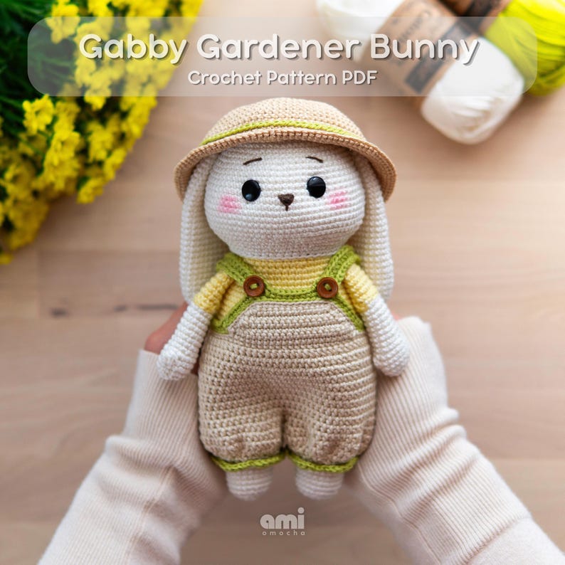 Gabby the Gardener Bunny Crochet Pattern | Floppy Rabbit Amigurumi